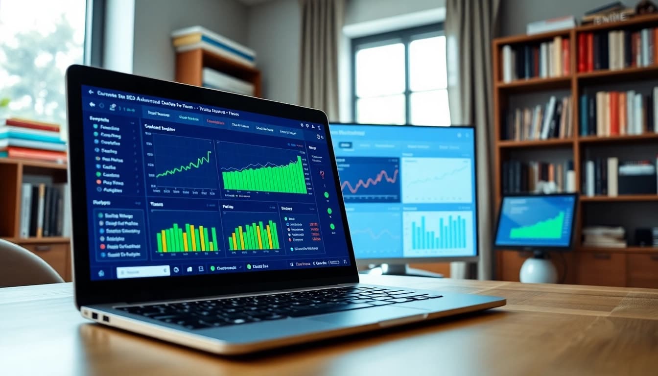 Visualize the SEO Rank Tracker analytics interface showcasing colorful data insights.