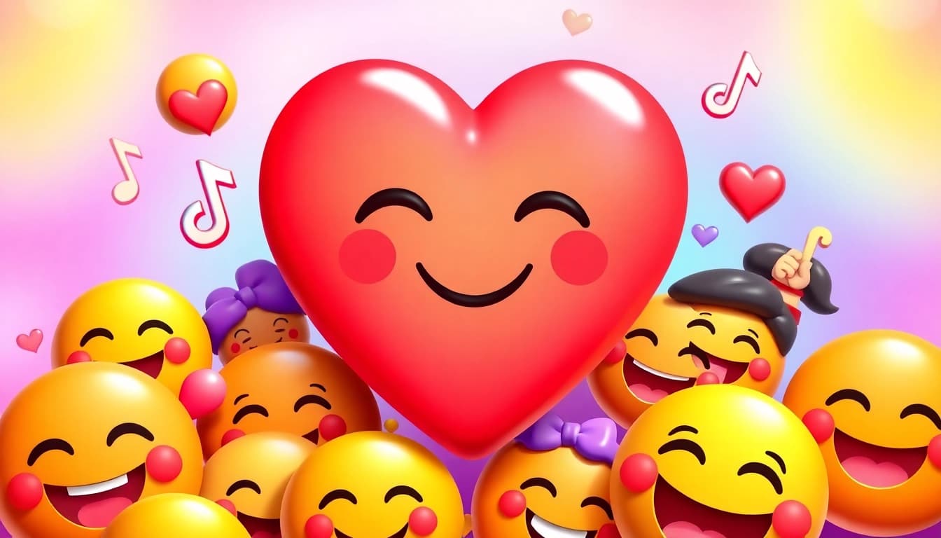 Engaging TikTok emojis arranged playfully in a vibrant digital collage.