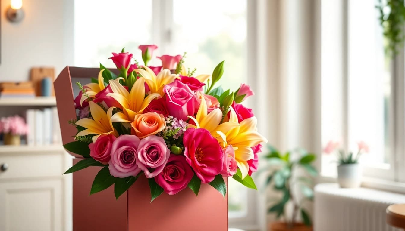 Stunning arrangement of letterbox flowers presenting vibrant colors and elegant packaging.
