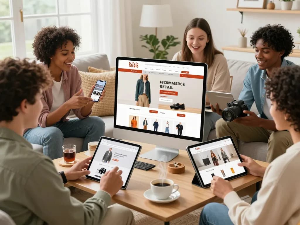 Capture of modern online shopping experience at https://hubet88.icu/ with diverse individuals engaging with products.