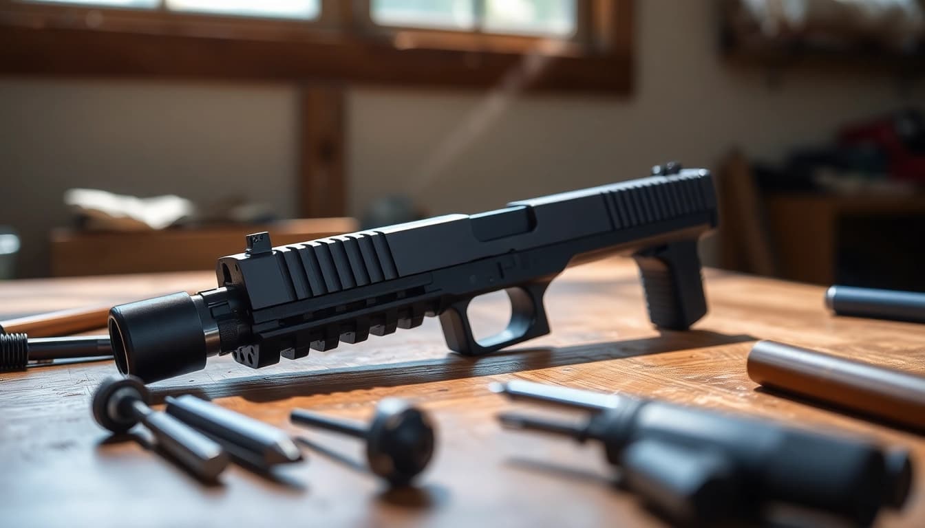 Showcase the glock 19 gen 5 slide with detailed craftsmanship and precision design.