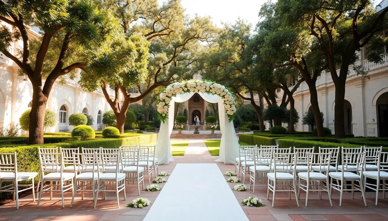Beautiful Jacksonville Wedding Venue showcasing an elegant outdoor ceremony setup amidst lush greenery.