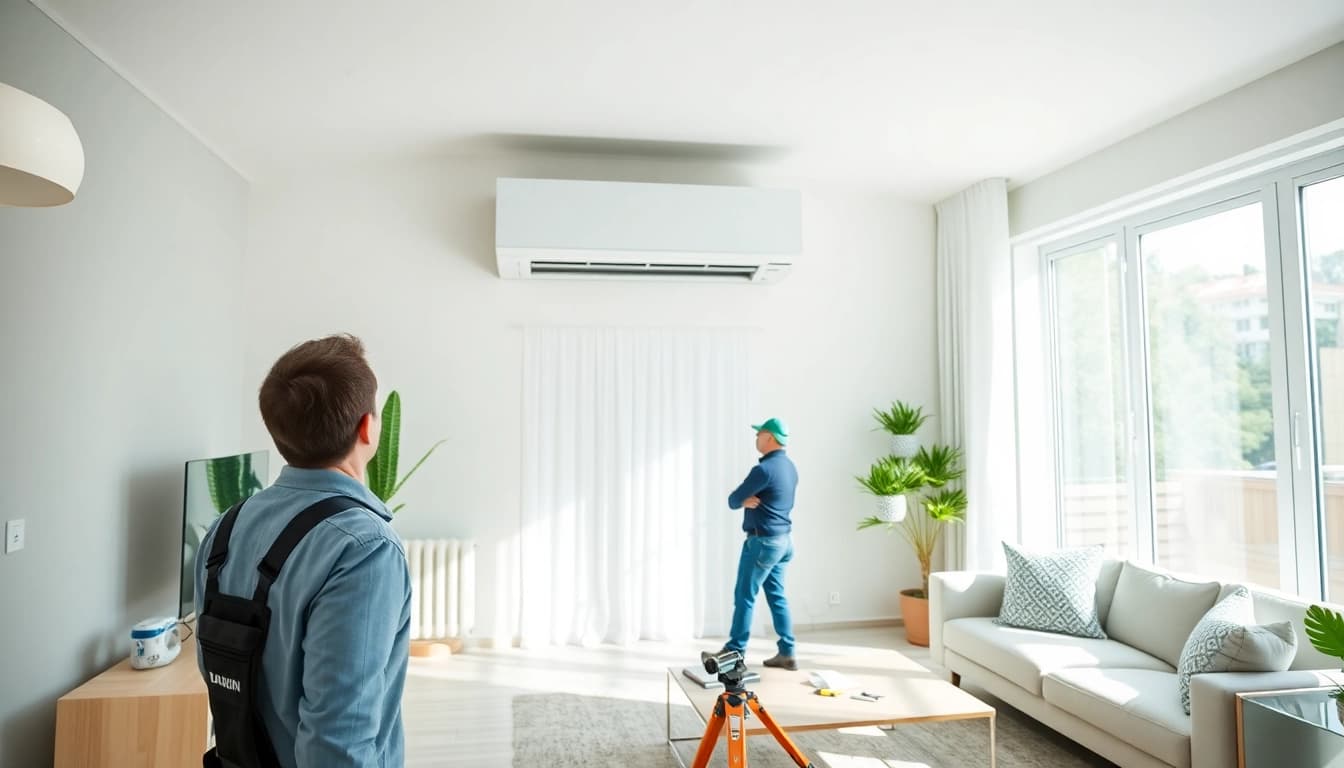 Install daikin mini split ac in a modern interior, showcasing sleek design and bright ambiance.