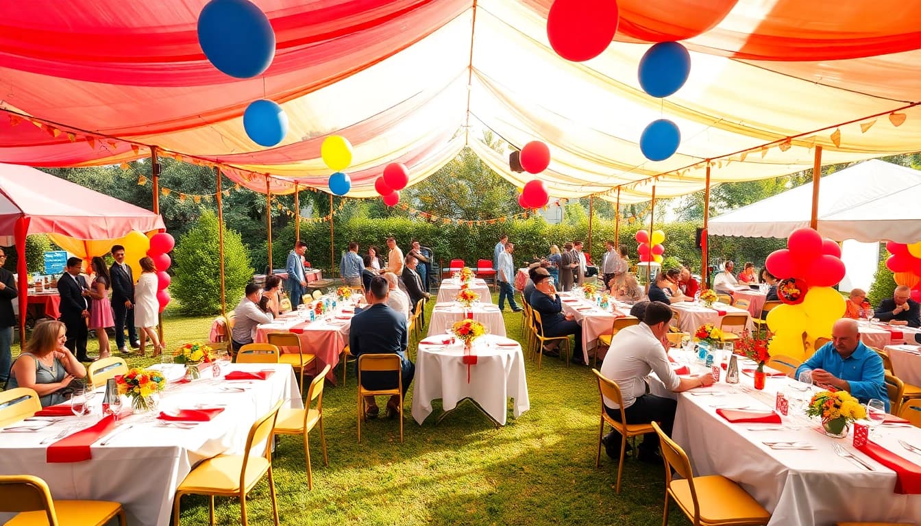 Party Rentals Near Me with vibrant decorations and setup for joyful outdoor events.