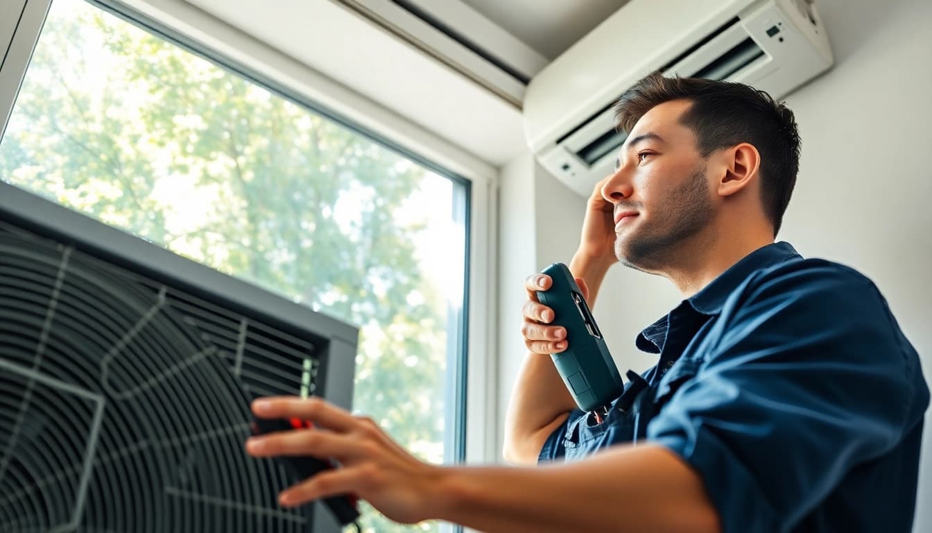 Expert technician performing HVAC Repair Tampa in a bright, modern home setting.
