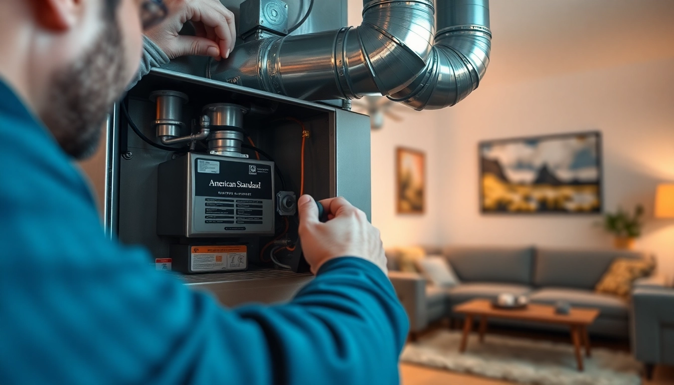 Install an American Standard furnace Canada in a cozy living room for efficient heating.
