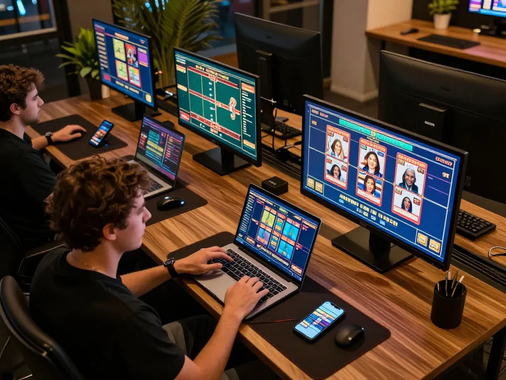 Engaging online gaming experience with lc88 games displayed on multiple screens.