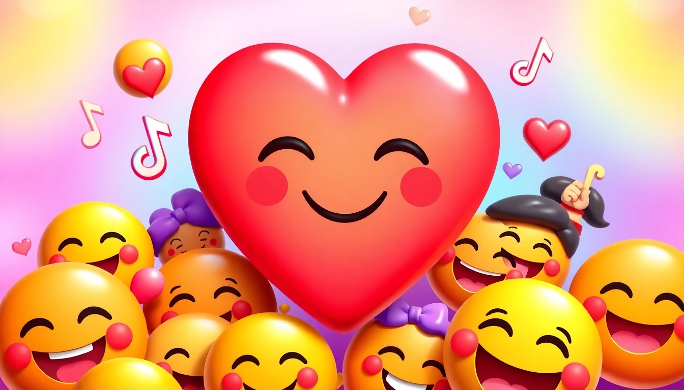 Engaging TikTok emojis arranged playfully in a vibrant digital collage.