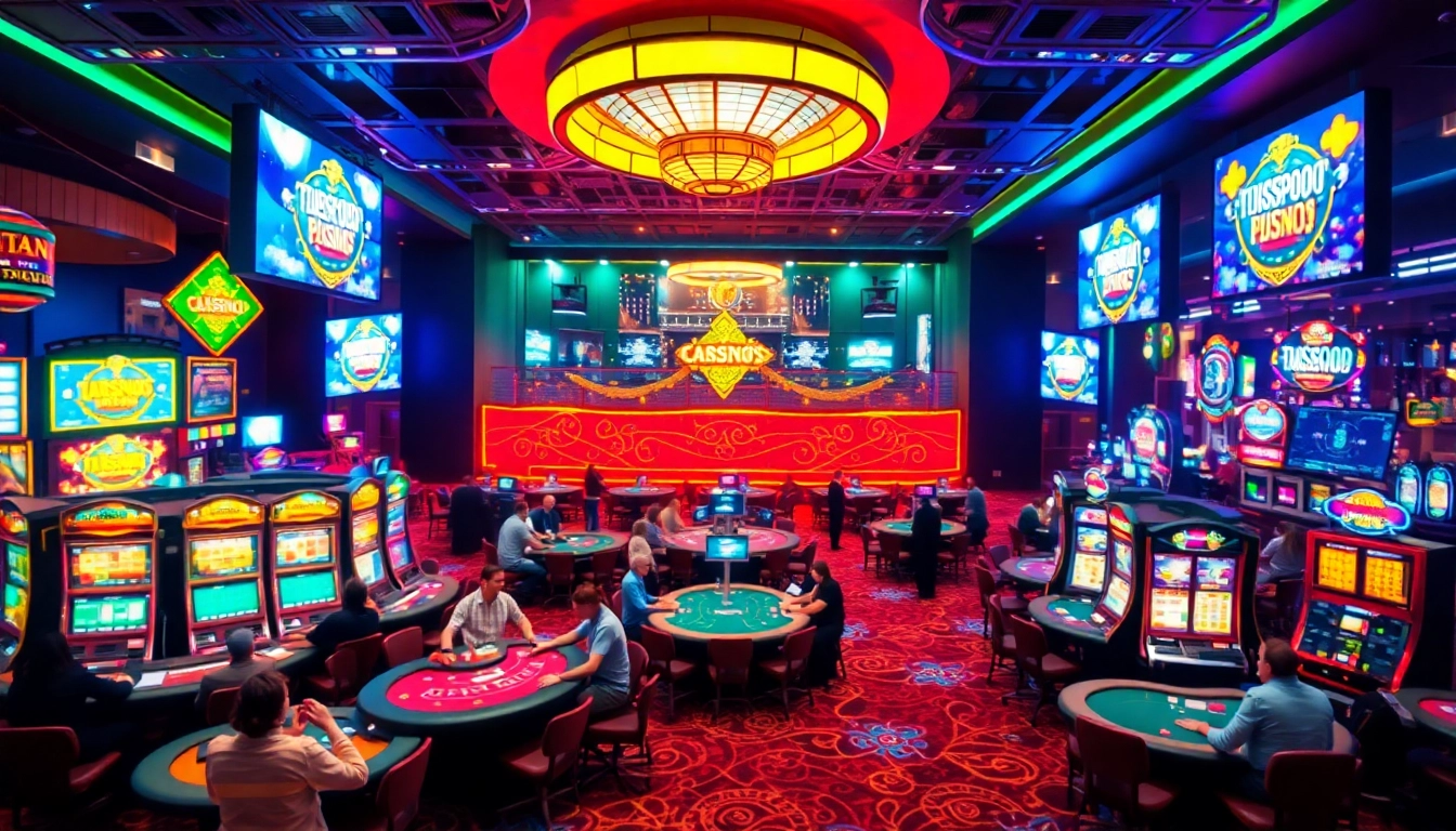 Experience the excitement of an online casino with players enjoying their favorite games.