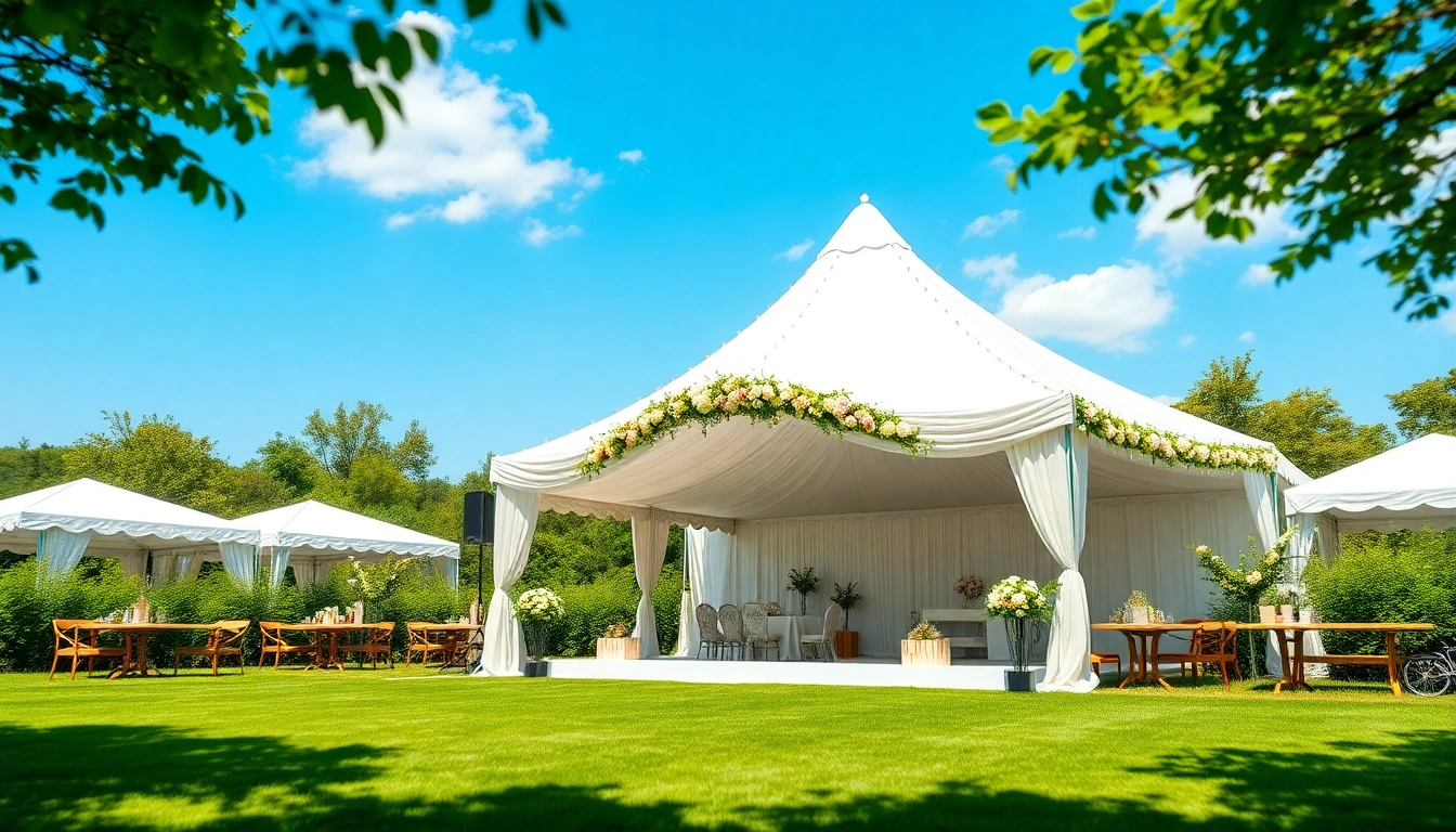 Enjoy beautiful Tent Rentals for your outdoor events, featuring stylish decor and tranquil settings.