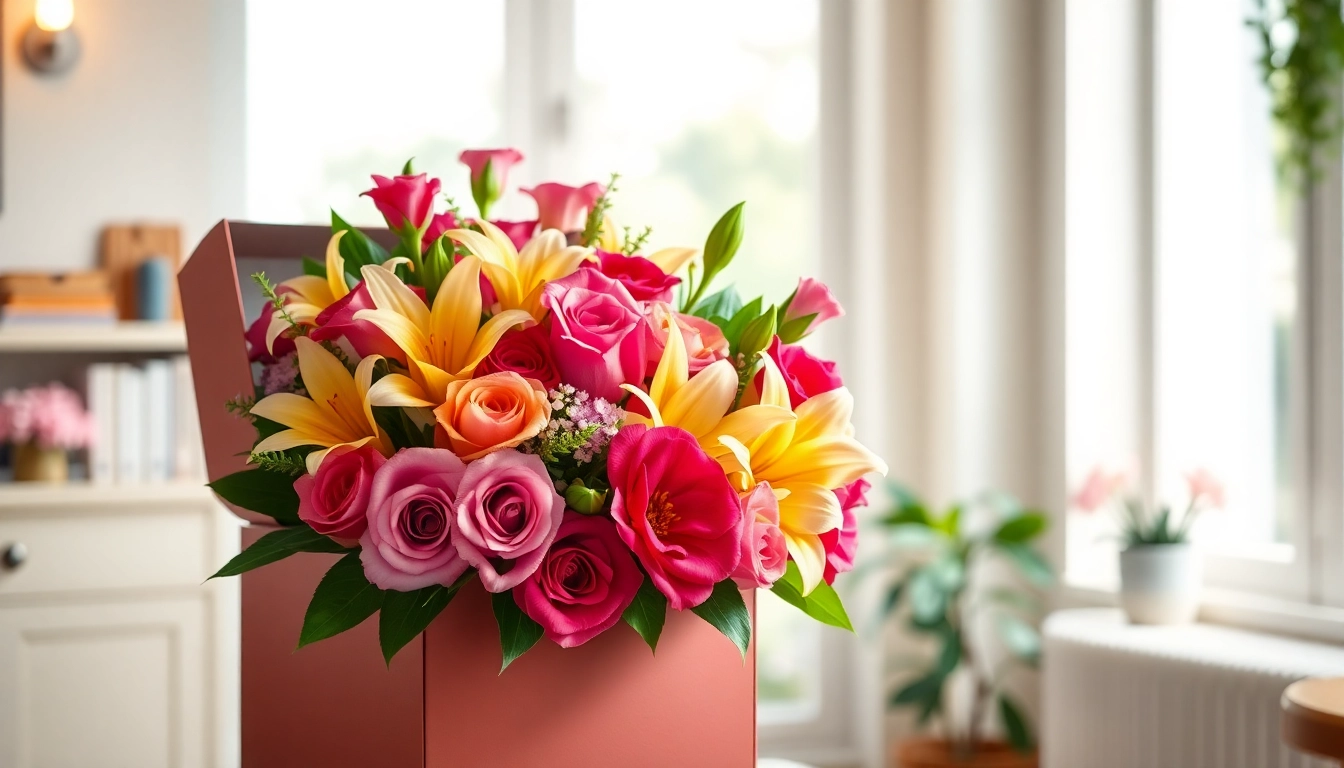 Stunning arrangement of letterbox flowers presenting vibrant colors and elegant packaging.