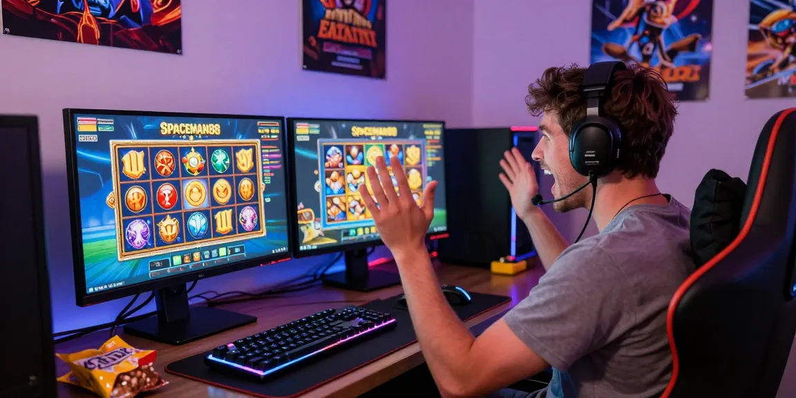 Excited player engaging with the spaceman88 online slot game during an immersive gaming session.