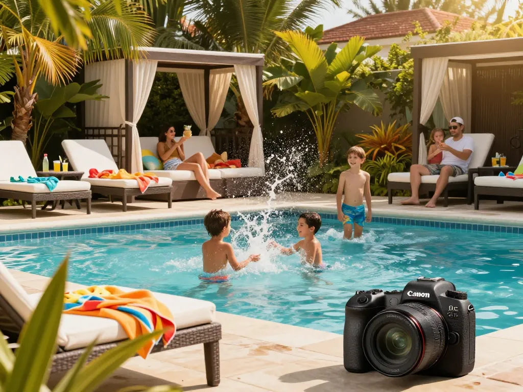 Dolphin Pool Services ensuring families enjoy their pools with vibrant outdoor spaces and cheerful atmosphere.