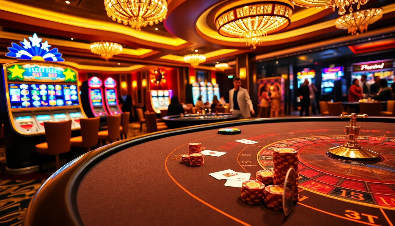 Découvrez l'excitation du meilleur casino en ligne avec une élégante table de baccarat et des machines à sous vibrantes.