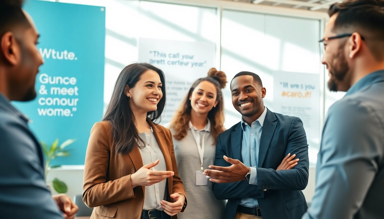 Engaging CPG recruiting scene with a recruiter and diverse candidates in a professional setting.
