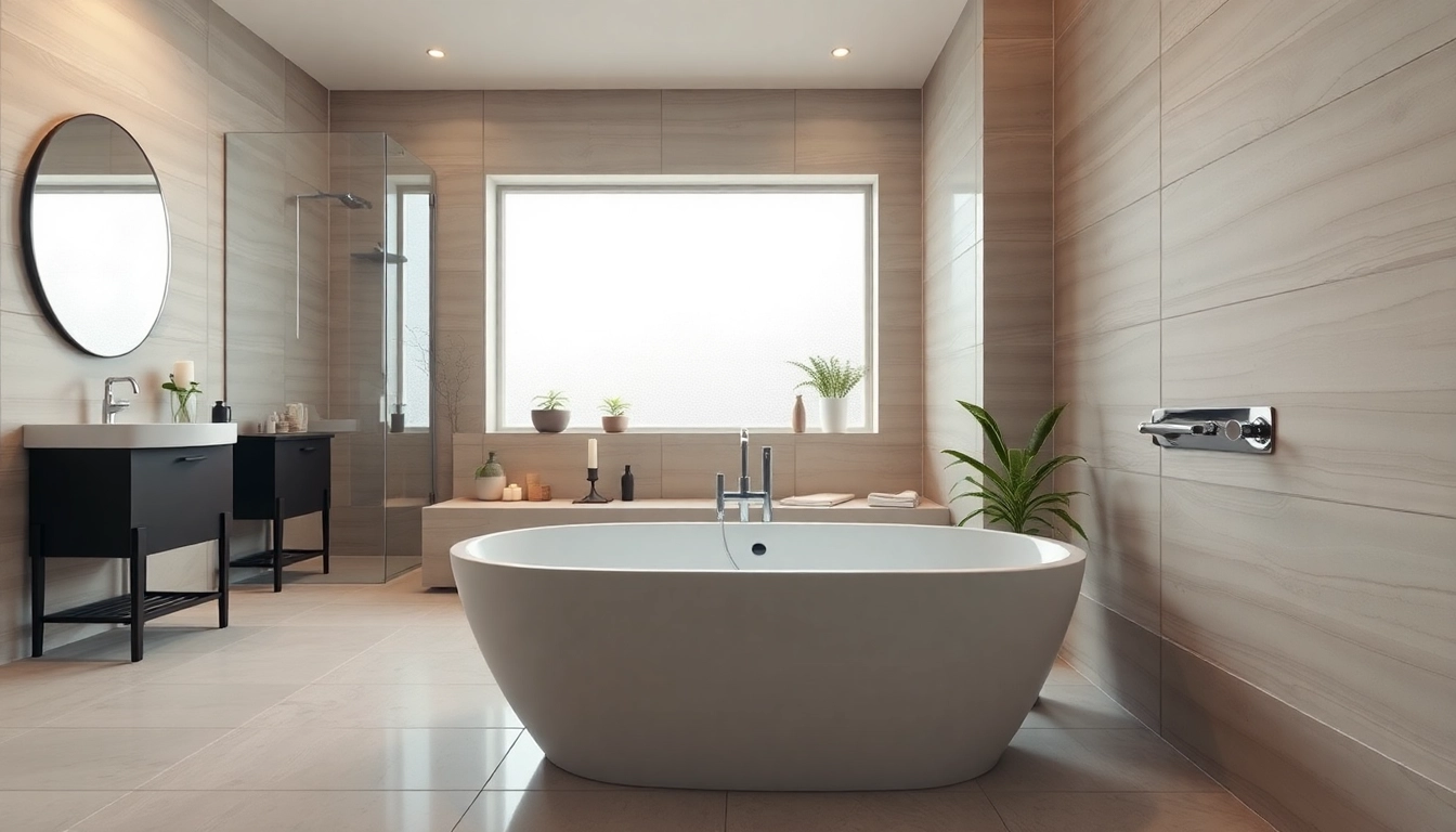 View of a modern bathroom showcasing stylish renovations, highlighting bathroom renovation cost.