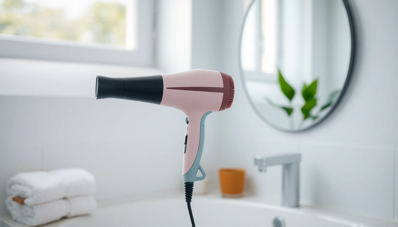 Enhance your styling routine with a powerful hair dryer for frizzy hair, showcasing modern design and sleek features.