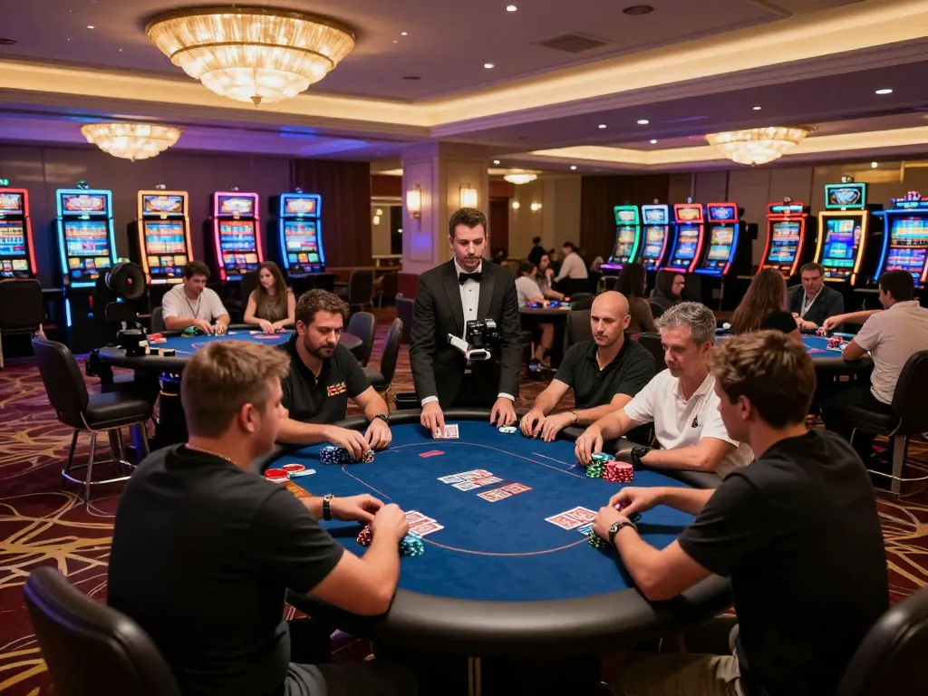 man club poker players engaged in strategy and gameplay at a luxurious casino venue