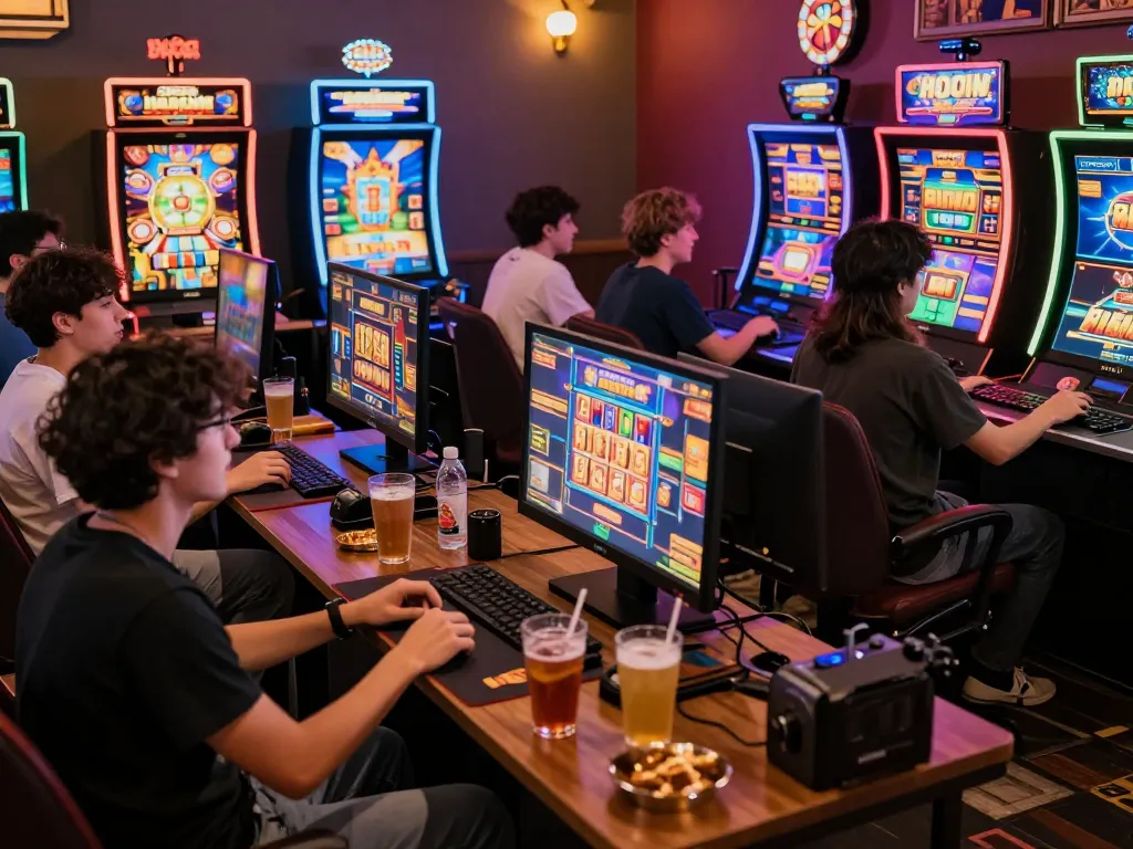 Sesi permainan online laoban188 yang menarik dengan pemain menikmati mesin slot yang penuh warna.
