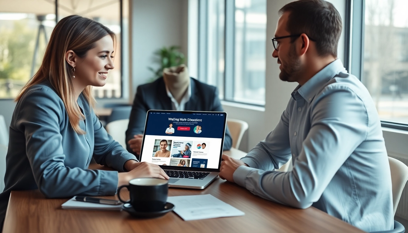 Hereford Website Designers collaborating with clients in a modern office space.