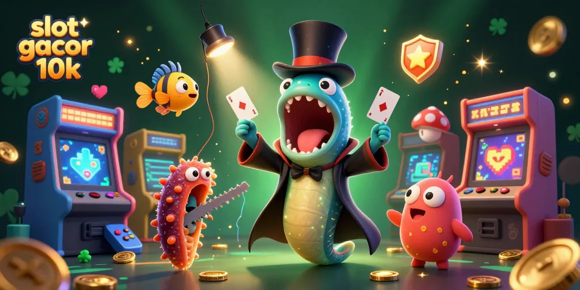 Engage with slot gacor 10k in this vibrant 3D illustration featuring unique casino-themed sea creatures.
