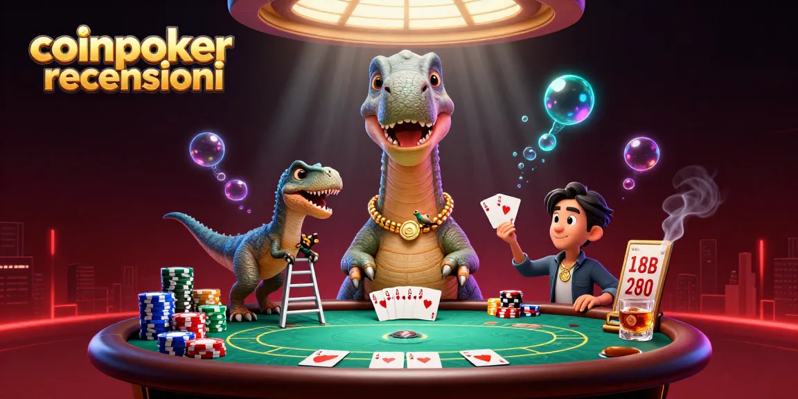 Giocatori sfidano le probabilità in un'illustrazione 3D ricca di dettagli, con recensioni di CoinPoker all'orizzonte.