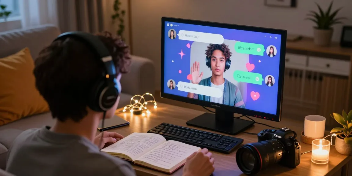 A cozy interaction with a nsfw chat bot on a vibrant digital interface, highlighting user engagement in a warm atmosphere.