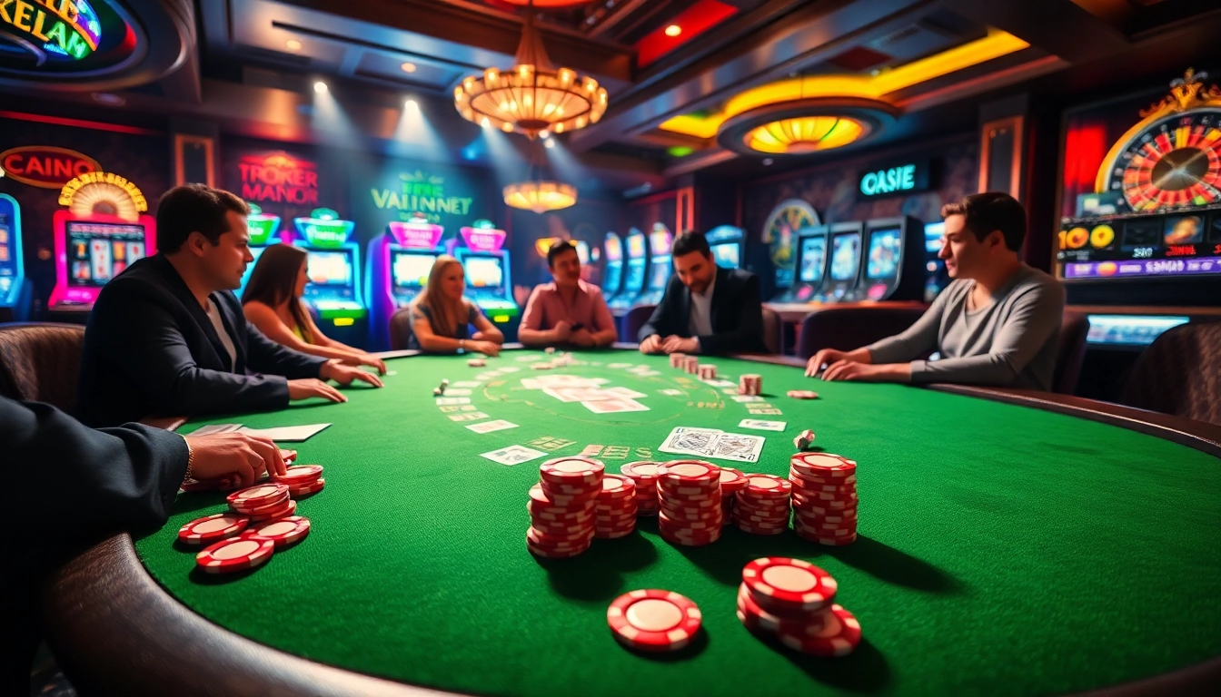 Engaging scene with players enjoying free porn games at a luxurious poker table.