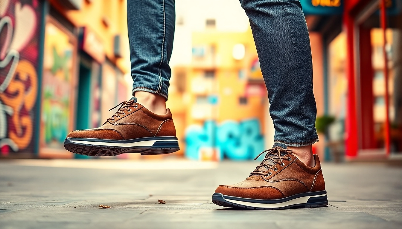 Descubre zapatillas hombre casual con estilo moderno en una escena vibrante.