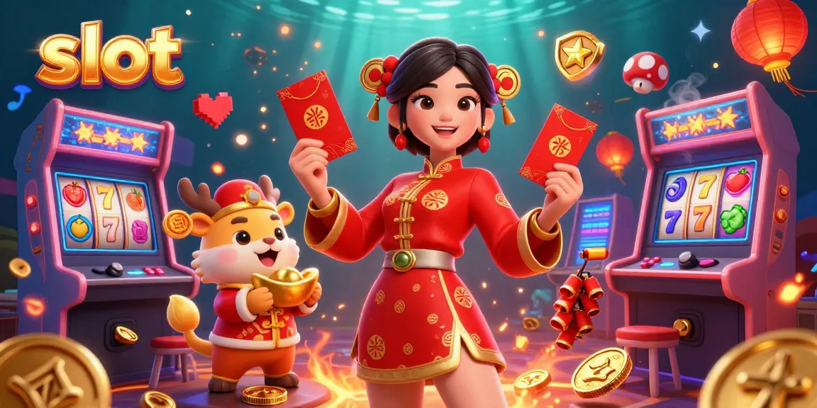 Spin the slot reels with vibrant casino elements, enjoying the excitement of gaming.