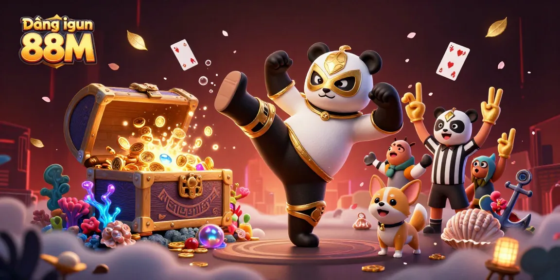 Experience the thrilling Đăng nhập 88M with vibrant illustrations showcasing a lively casino atmosphere and engaging game elements.