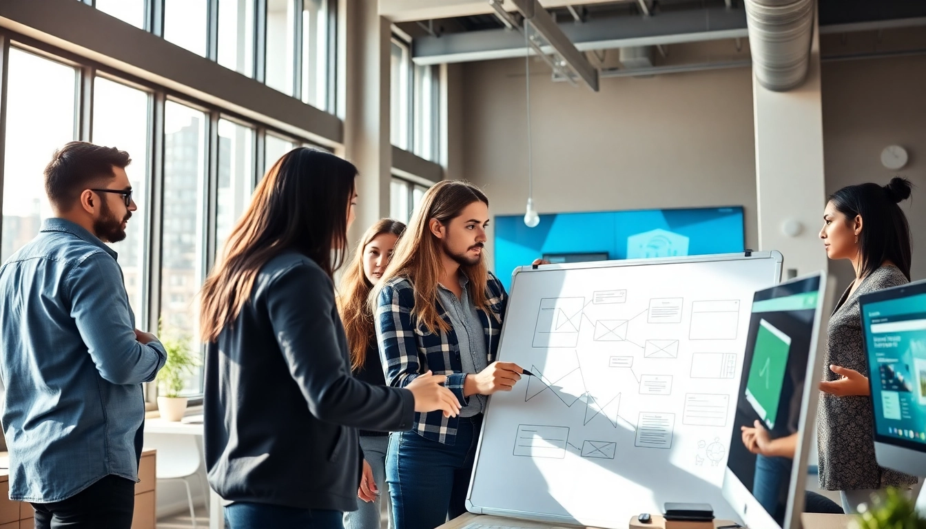 Webdesign Agentur Team, das an modernen Projekten arbeitet.