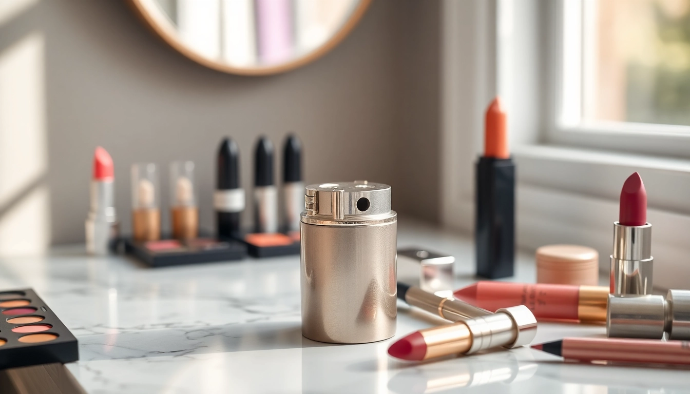 Enhance your makeup experience with a stylish makeup pencil sharpener on a marble vanity.