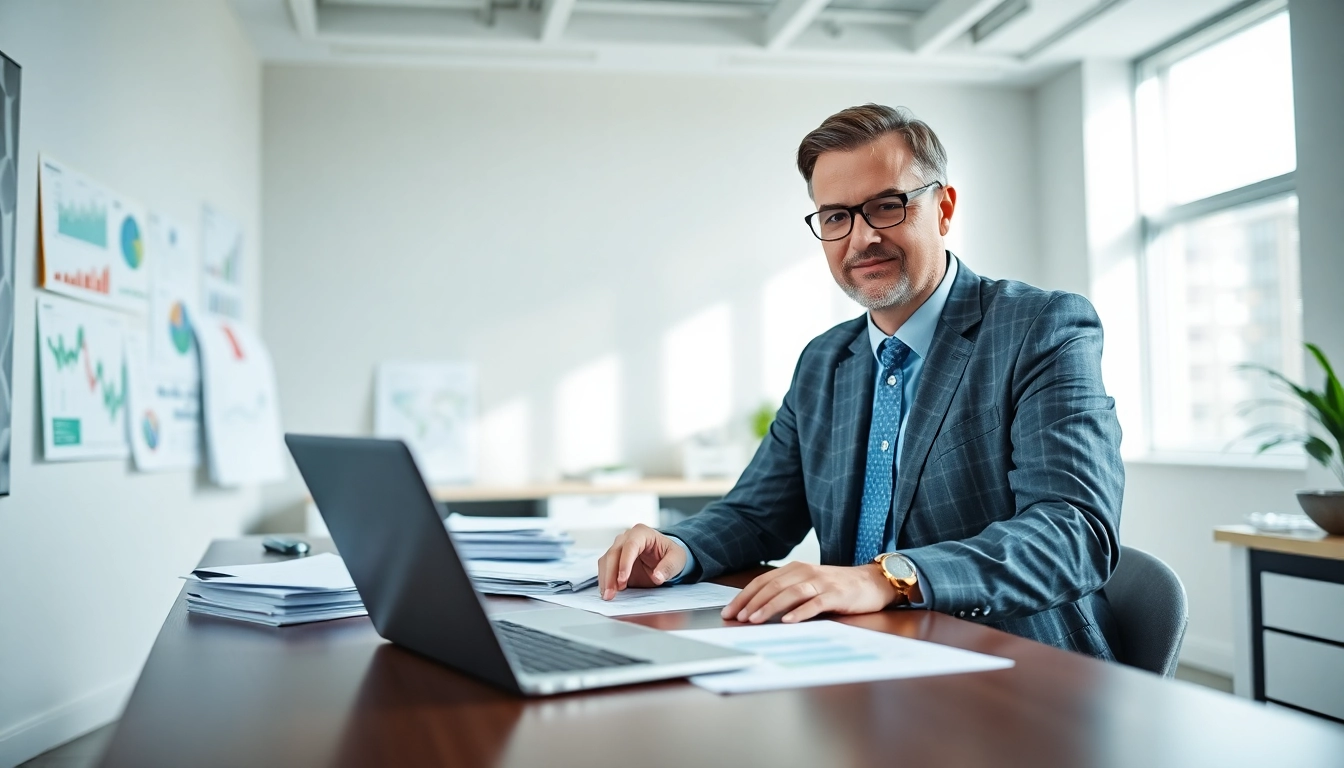 Consultant working on grants and pre-post award compliance in a modern office.