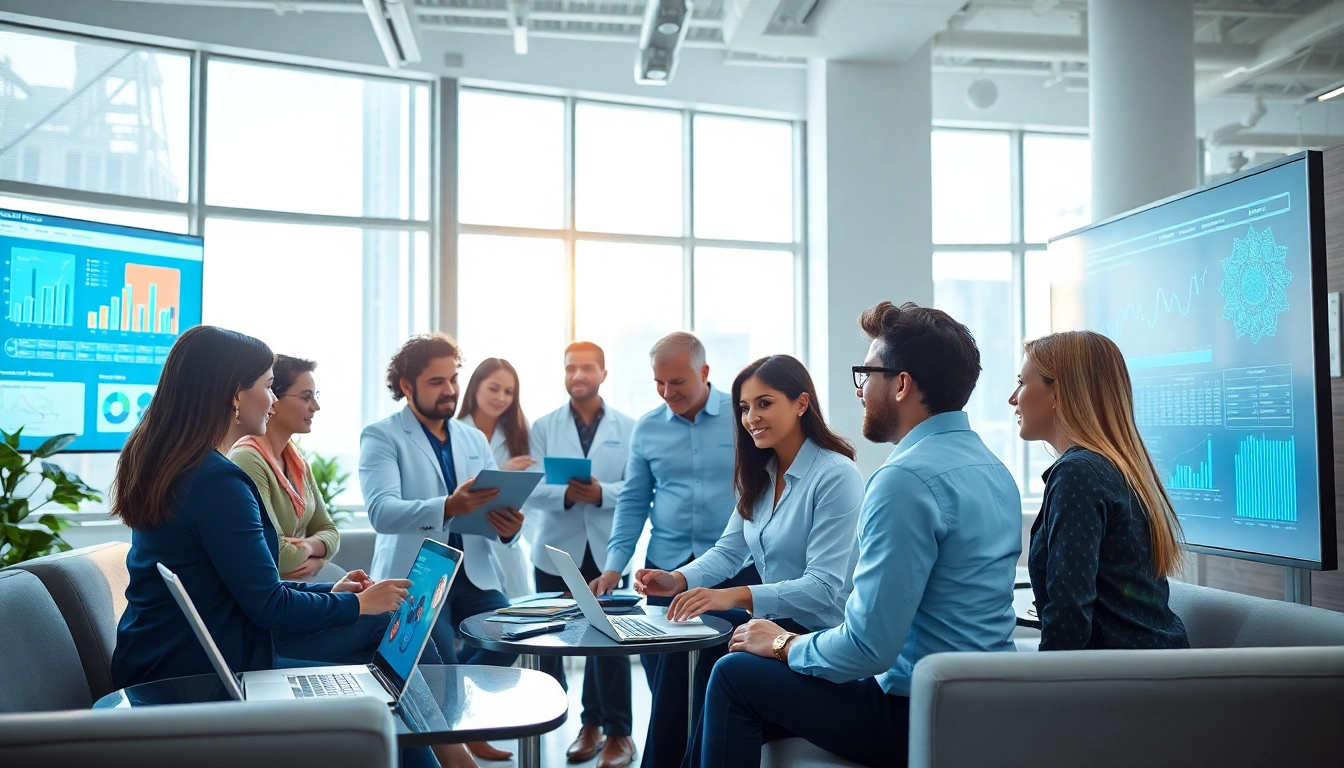 Engineers discussing das 140 data analysis in a bright, collaborative office space.