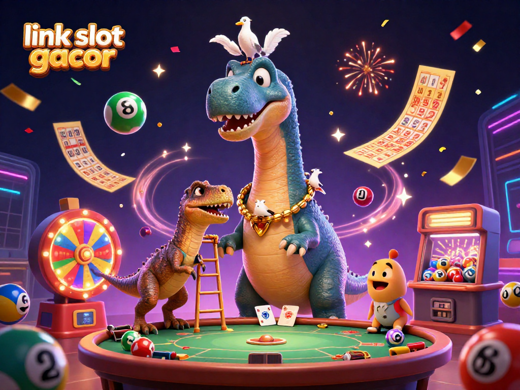 Engage with exciting gaming on link slot gacor with vibrant characters amidst dynamic casino elements.
