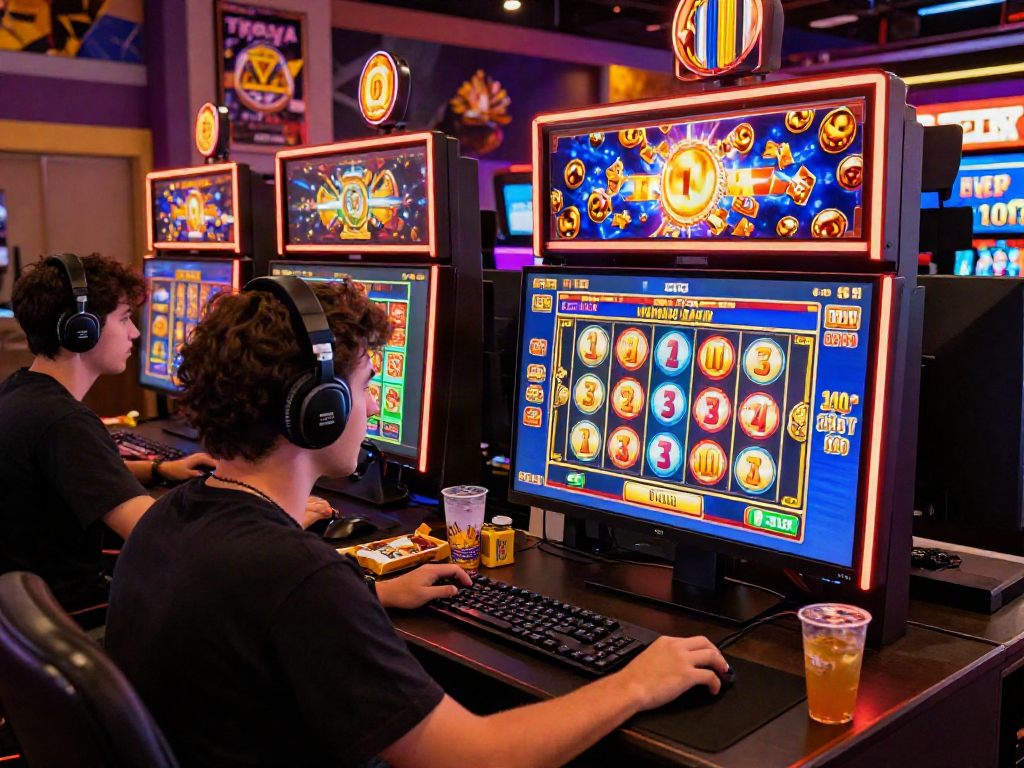 Engaged player enjoying a thrilling slot bonus new member 100 online gaming experience with vibrant graphics and modern setup.