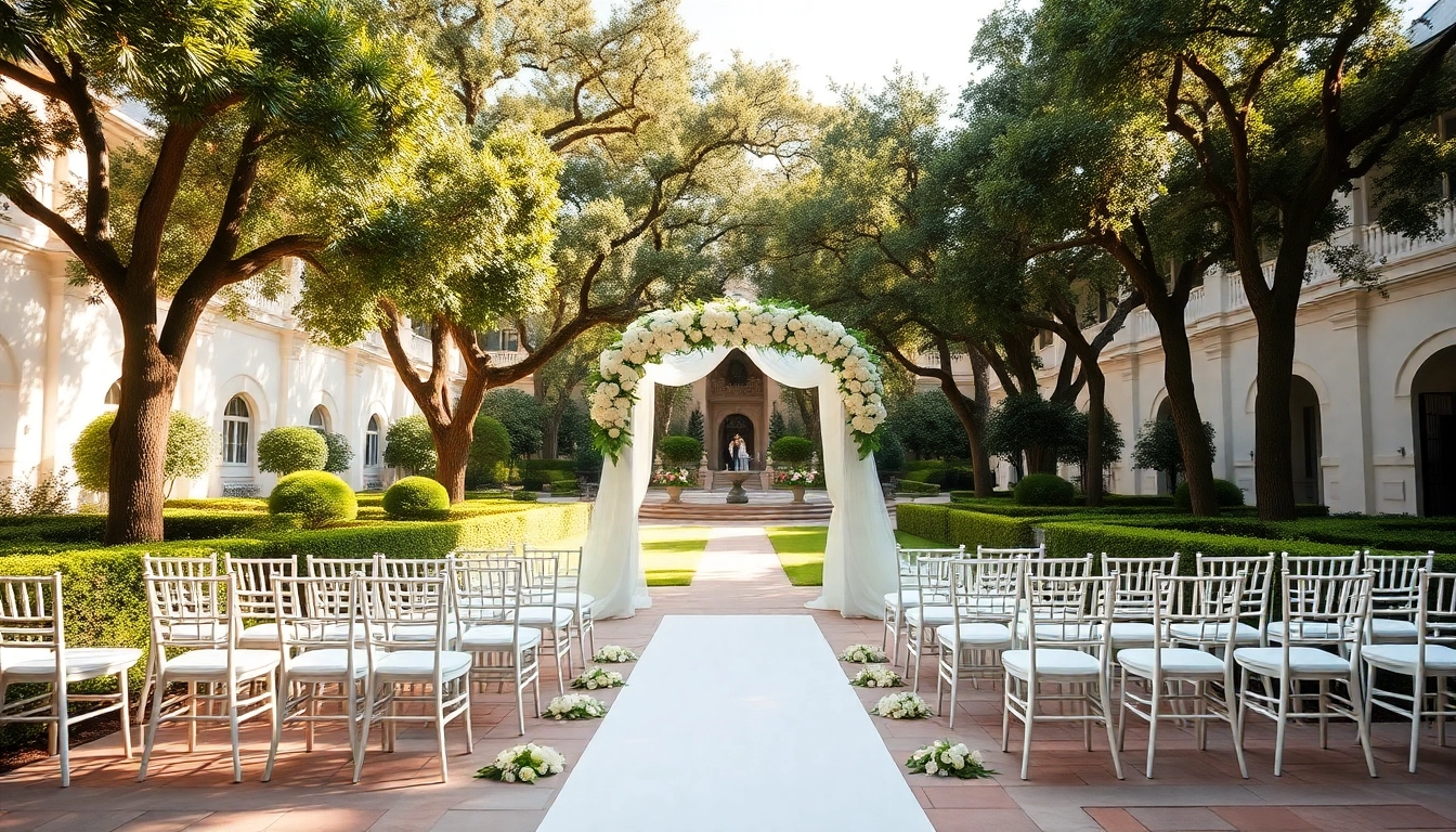 Beautiful Jacksonville Wedding Venue showcasing an elegant outdoor ceremony setup amidst lush greenery.