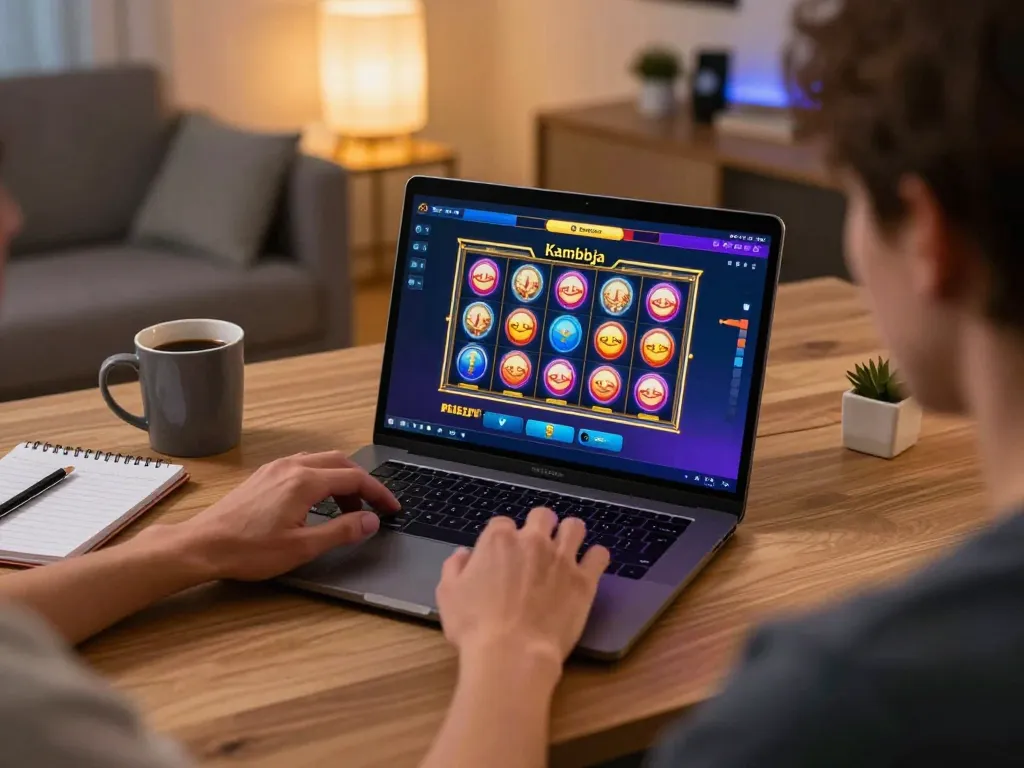 Engaging gameplay on a slot server Kamboja interface, capturing a player’s excitement during an online session.