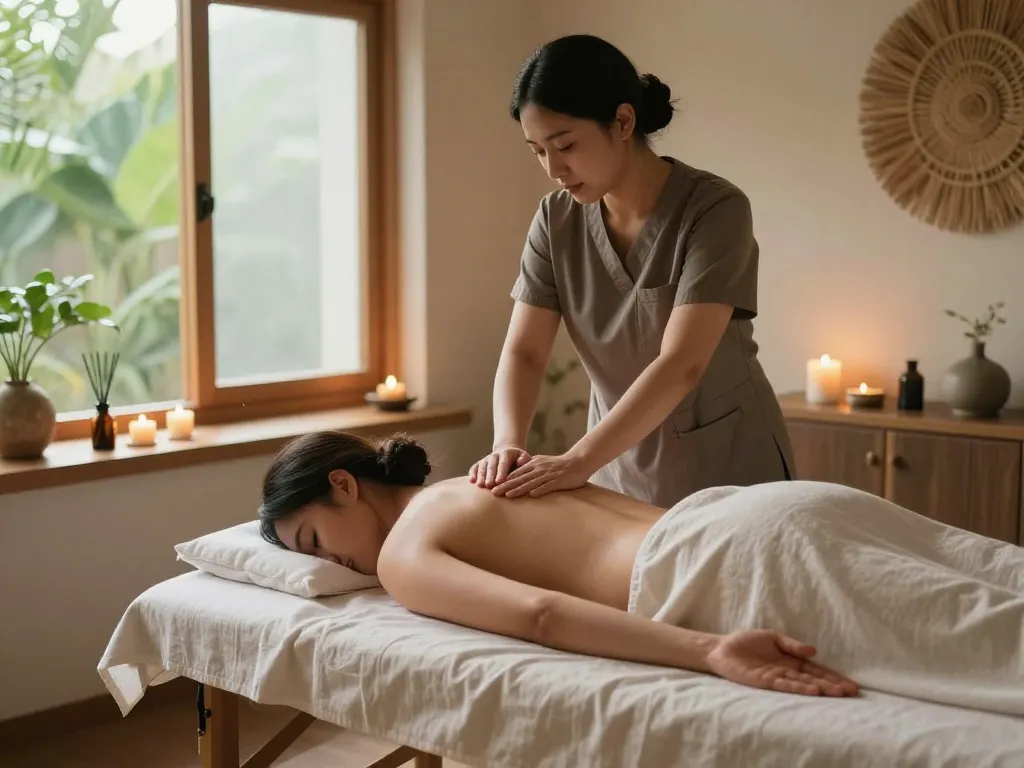 마포스웨디시 massage therapy session in a tranquil spa environment.