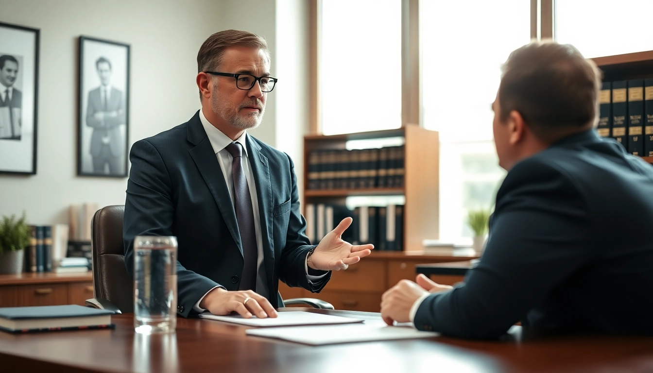Clearwater truck accident attorney discussing a case with a client in a professional office.