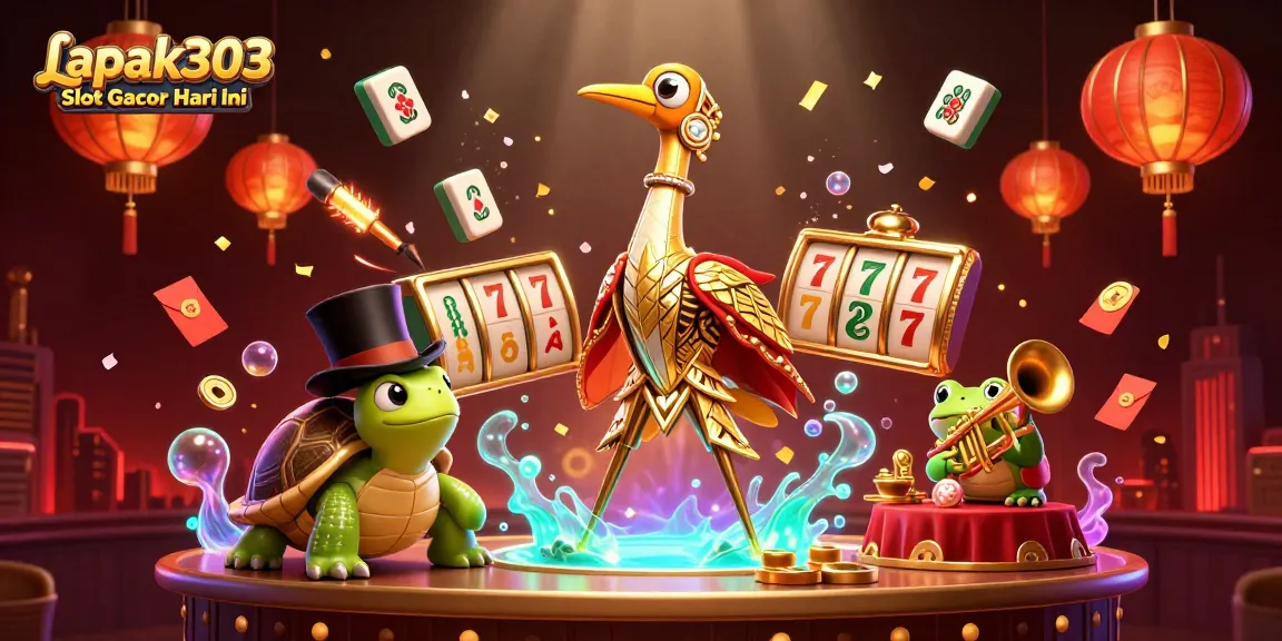 Spin for big wins with Lapak303 Slot Gacor Hari Ini in this vibrant 3D casino scene.