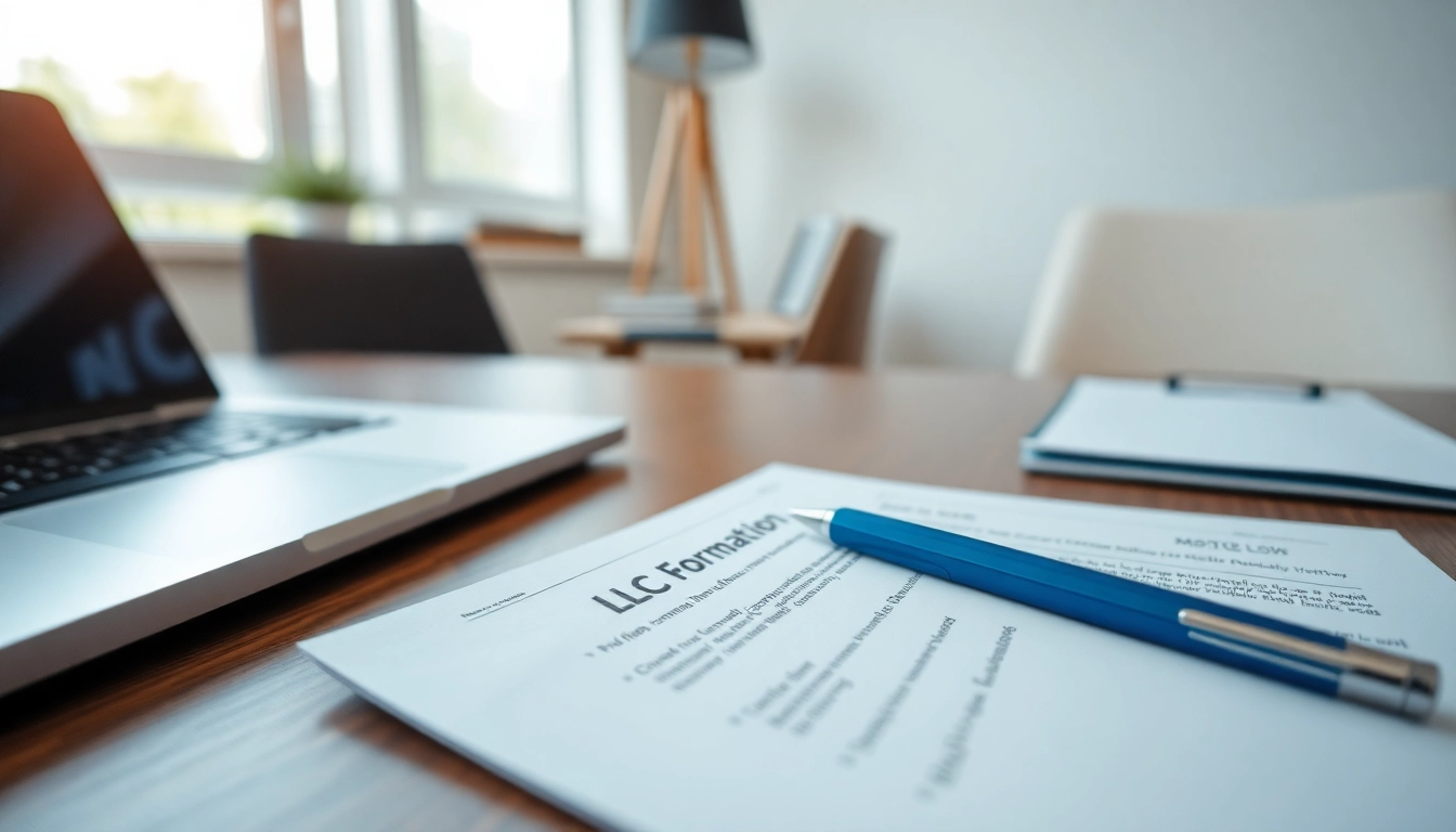 Complete your LLC formation form with ease in a professional office setting.