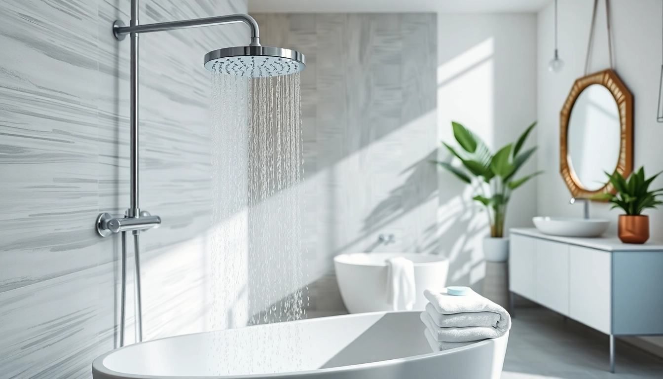 Experience elegant showers Australia with a luxurious rain shower in a modern bathroom setting.