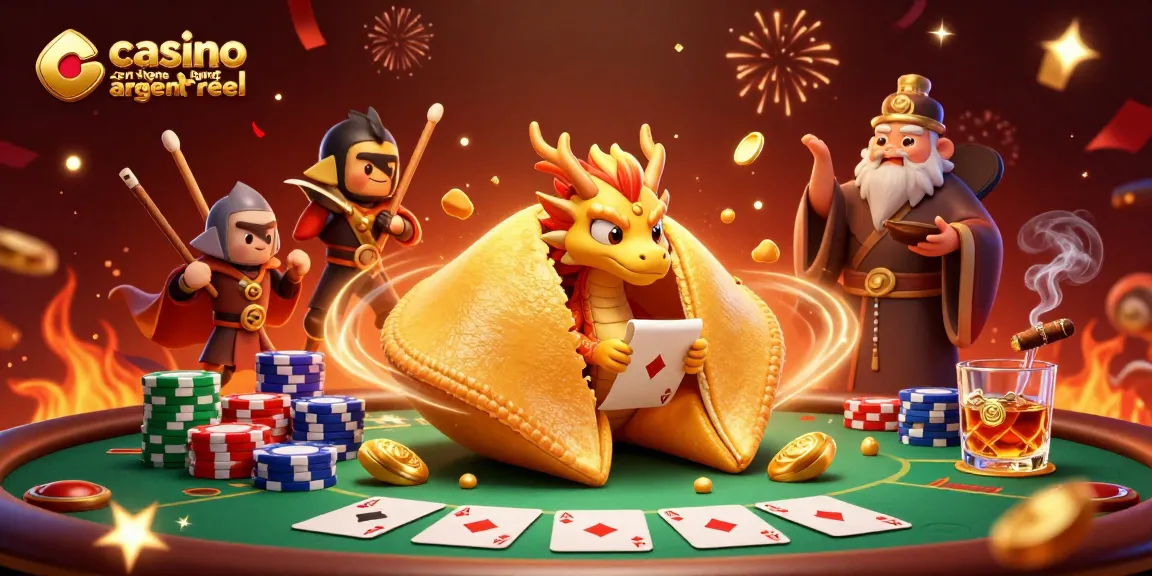 Jouez sur un casino en ligne argent réel avec une illustration captivante de personnages de jeu et des éléments de poker.