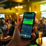 Engage with the best sports betting apps India interface in a lively sports bar setting
