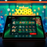 Experience the exciting online gaming environment at https://xx88.pizza/ with a vibrant tablet interface showcasing gaming icons.