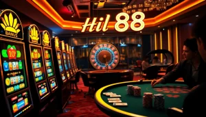 Hi 88 attracts players at an electrifying poker table with strategic gameplay and vibrant casino lights.