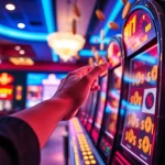 Rasakan keseruan bermain slot online dengan pemain berinteraksi pada mesin slot yang cerah dan berwarna.