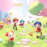 Explore fun characters from Yono games in a colorful fantasy landscape filled with adventure.